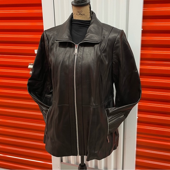 CALVIN KLEIN 1X SMOOTH SOFT BLACK LAMBSKIN LEATHER JACKET ๐งฅ ๐NWT NEVER WORN!๐ - Picture 3 of 15